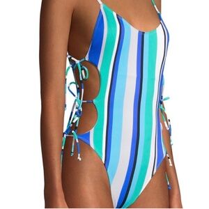 New! Cabana Stripe One-Piece Swimsuit, Size L (11-13)